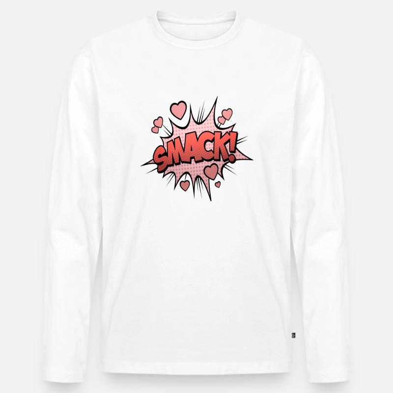 Pop-Art - Smack! - Männer Premium Bio Langarmshirt - Weiß