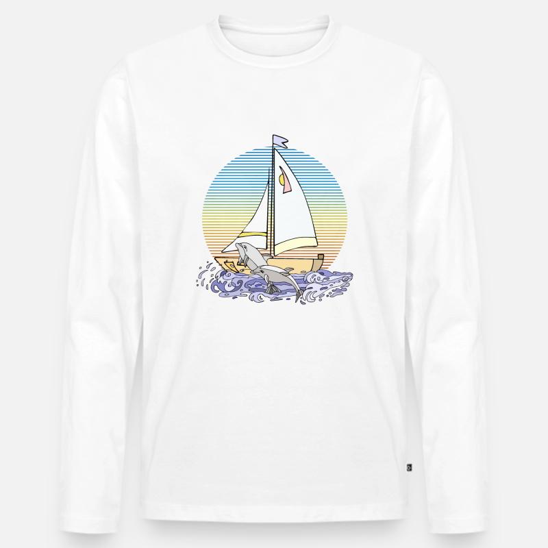 Segelboot - Männer Premium Bio Langarmshirt - Weiß