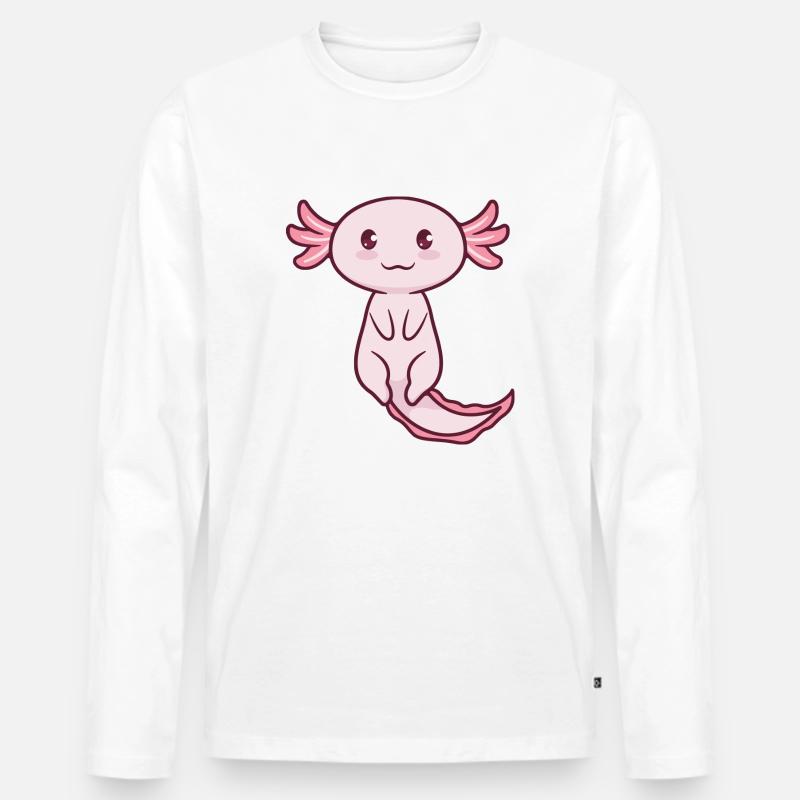 Axolotl Süß - Männer Premium Bio Langarmshirt - Weiß