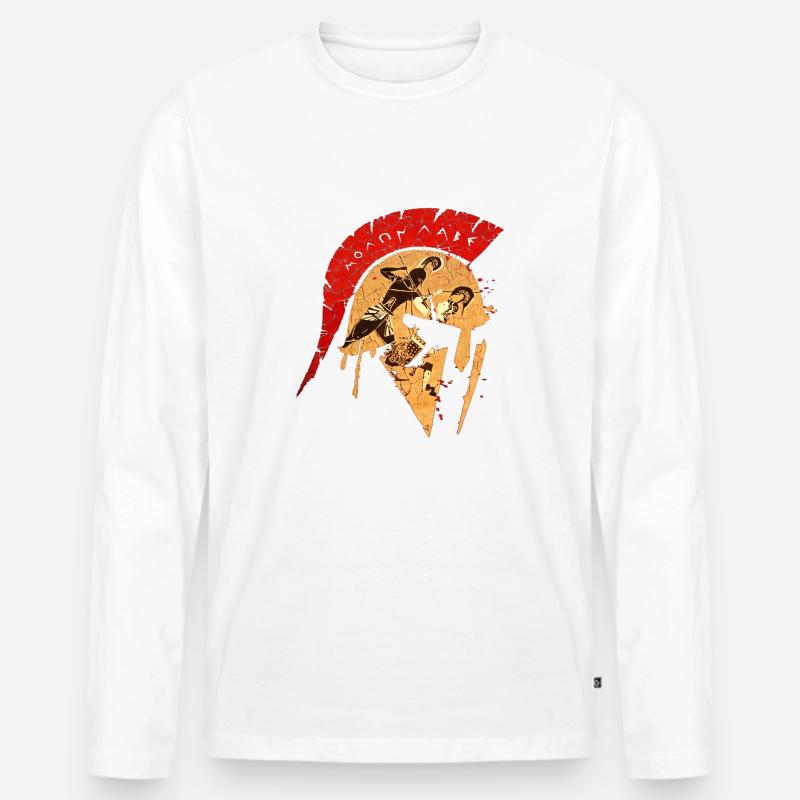 Sparta Collage - Männer Premium Bio Langarmshirt - Weiß