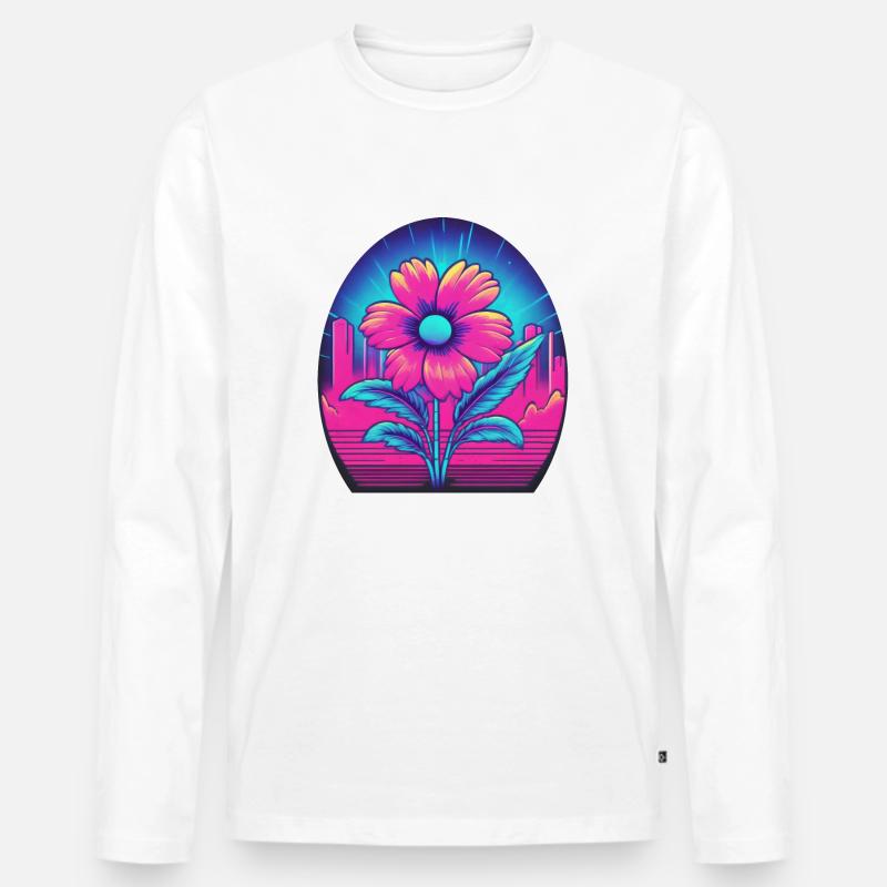 Blume - Männer Premium Bio Langarmshirt - Weiß