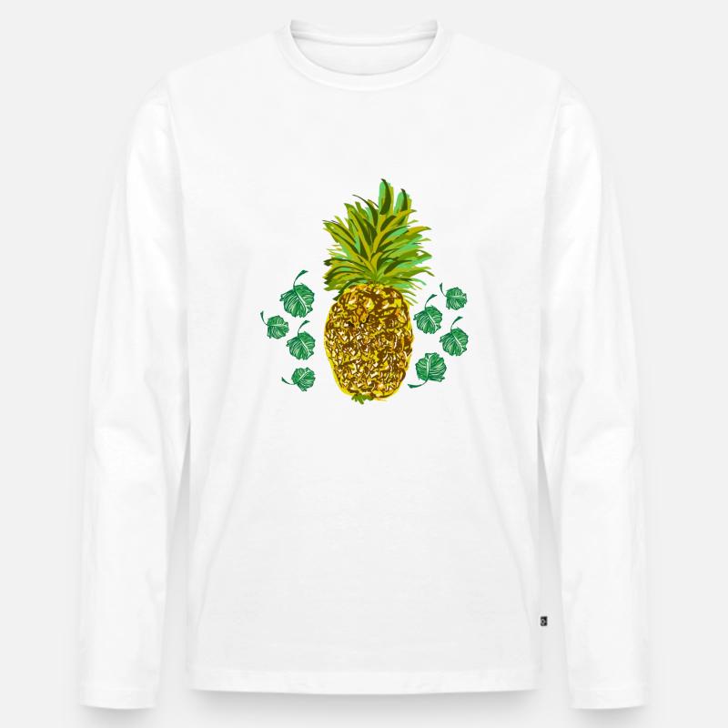 Ananas - Männer Premium Bio Langarmshirt - Weiß
