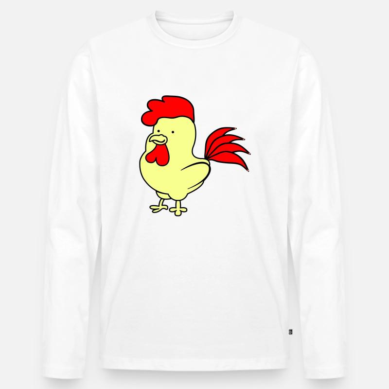 Hahn - Männer Premium Bio Langarmshirt - Weiß