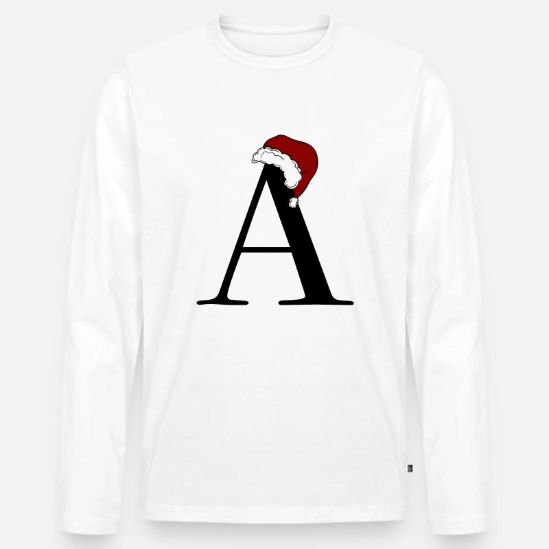 Buchstabe Weihnachten - Männer Premium Bio Langarmshirt - Weiß