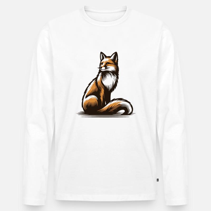 Fox - Männer Premium Bio Langarmshirt - Weiß