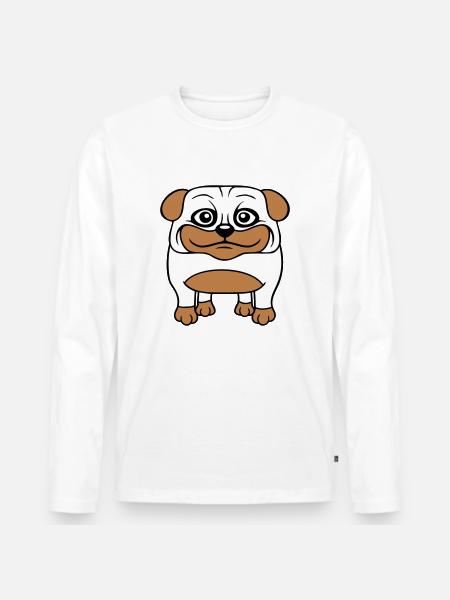 Hund Mops Lille Sød Pik Kærlighed Glad Komisk Sjov - Premium økologisk langærmet T-shirt til mænd - hvid