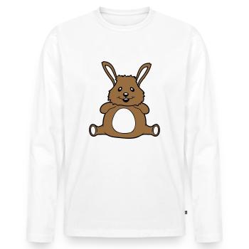 Hase Pummelig Dick Fett Rund Übergewicht Hungrig - Männer Premium Bio Langarmshirt - Weiß - Vorne - Nico (187cm)