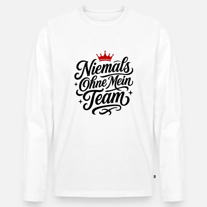Mein Team Spruch - Männer Premium Bio Langarmshirt - Weiß