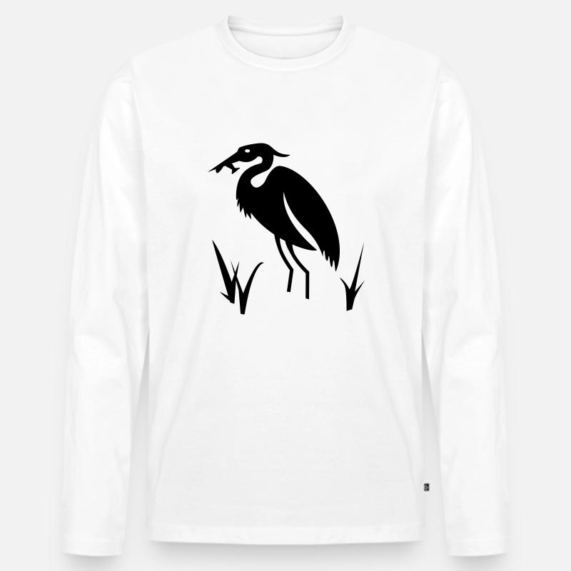 Reiher - Männer Premium Bio Langarmshirt - Weiß