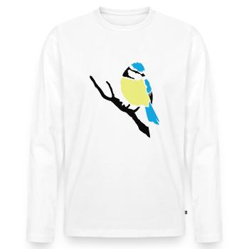 Blaumeise Vogel Meise - Männer Premium Bio Langarmshirt - Weiß - Vorne - Nico (187cm)