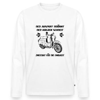 Simson Schwalbe KR 51 Kult Moped - Männer Premium Bio Langarmshirt - Weiß - Vorne - Nico (187cm)
