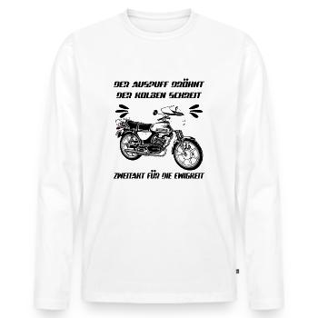 Zündapp KS 50 Watercooled Kult Krad - Männer Premium Bio Langarmshirt - Weiß - Vorne - Nico (187cm)
