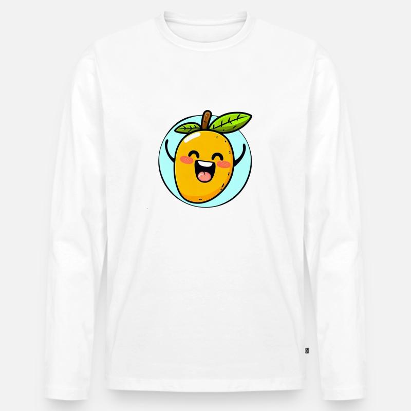 Fröhliche Mango - Männer Premium Bio Langarmshirt - Weiß