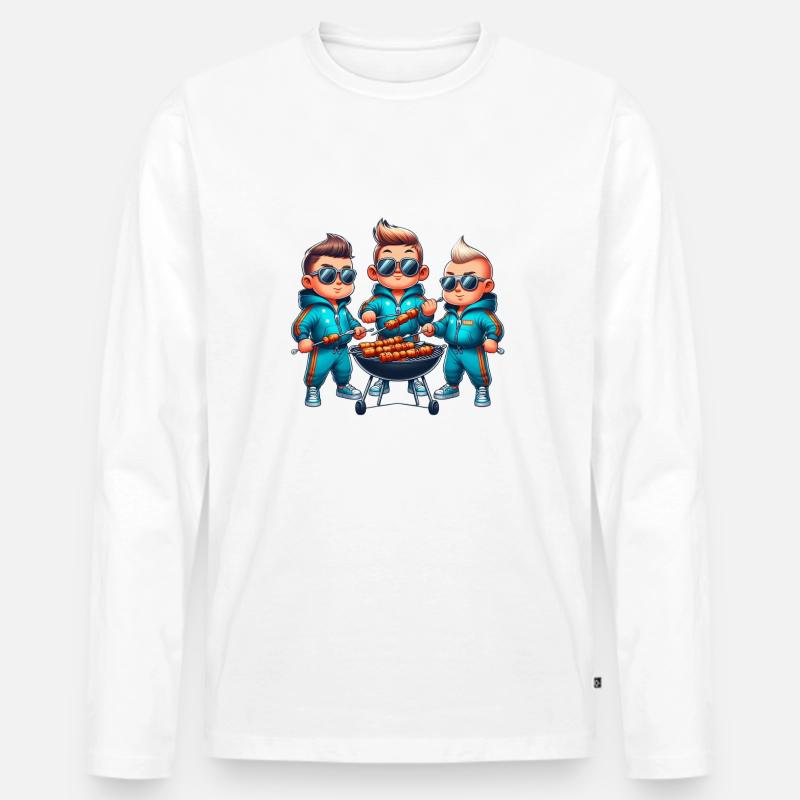 Coole Grill Freunde - Männer Premium Bio Langarmshirt - Weiß