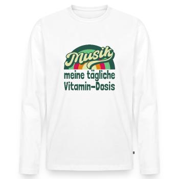 Musik meine tägliche Vitamin-Dosis - Männer Premium Bio Langarmshirt - Weiß - Vorne - Nico (187cm)