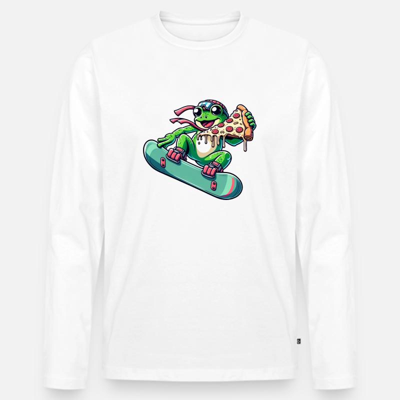 Frosch-Snowboarder: Pizza-Abenteuer - Männer Premium Bio Langarmshirt - undefined