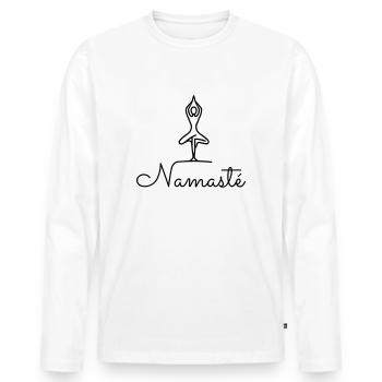 Namasté - T-shirt manches longues Premium bio Homme - blanc - Devant - Nico (187cm)