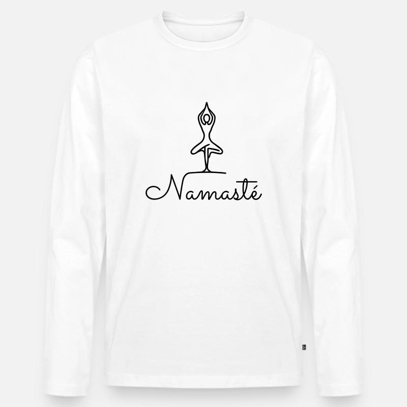 Namaste - Männer Premium Bio Langarmshirt - Weiß