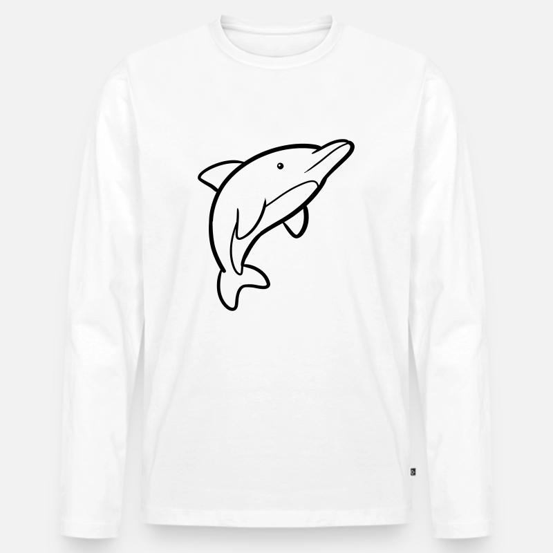 Dolphin - Men's Premium Organic Long Sleeve Shirt - white