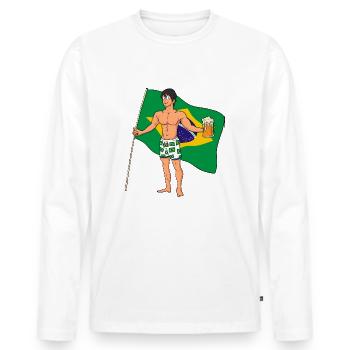 Brazilian Hot Boy - Men's Premium Organic Long Sleeve Shirt - white - Front - Nico (187cm)