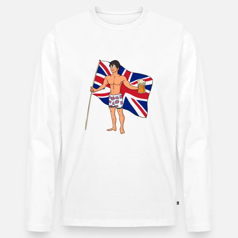 Engländer Hot Boy - Männer Premium Bio Langarmshirt - Weiß