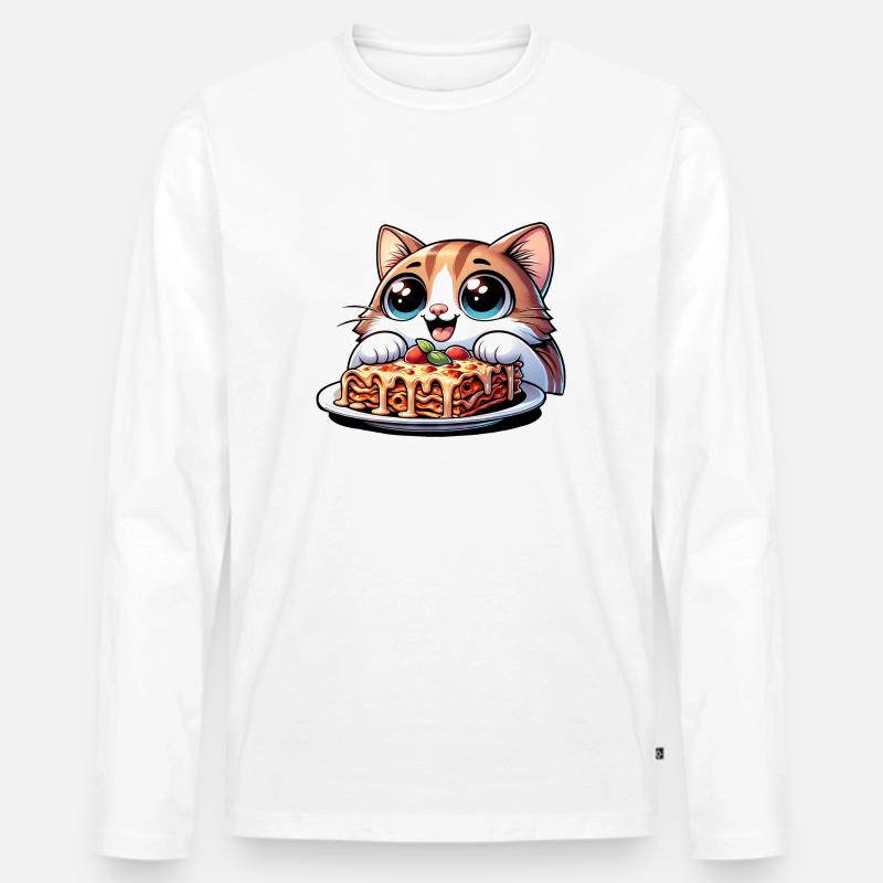 Lasagne-Liebende Katze - Männer Premium Bio Langarmshirt - undefined