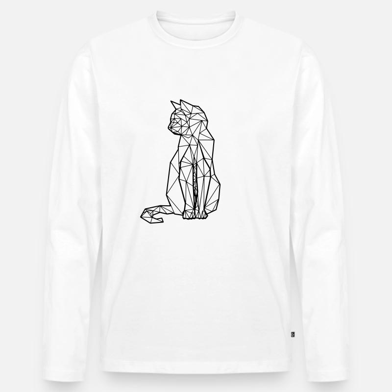 ORIGAMI CAT - Männer Premium Bio Langarmshirt - Weiß