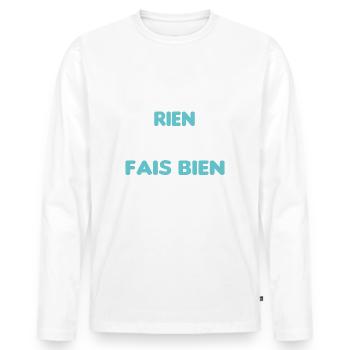 Je ne fais rien - T-shirt manches longues Premium bio Homme - blanc - Devant - Nico (187cm)