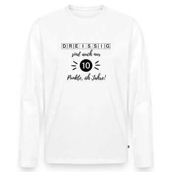 30 ne sont aussi que 10 points euh, années, 30e anniversaire - T-shirt manches longues Premium bio Homme - blanc - Devant - Nico (187cm)