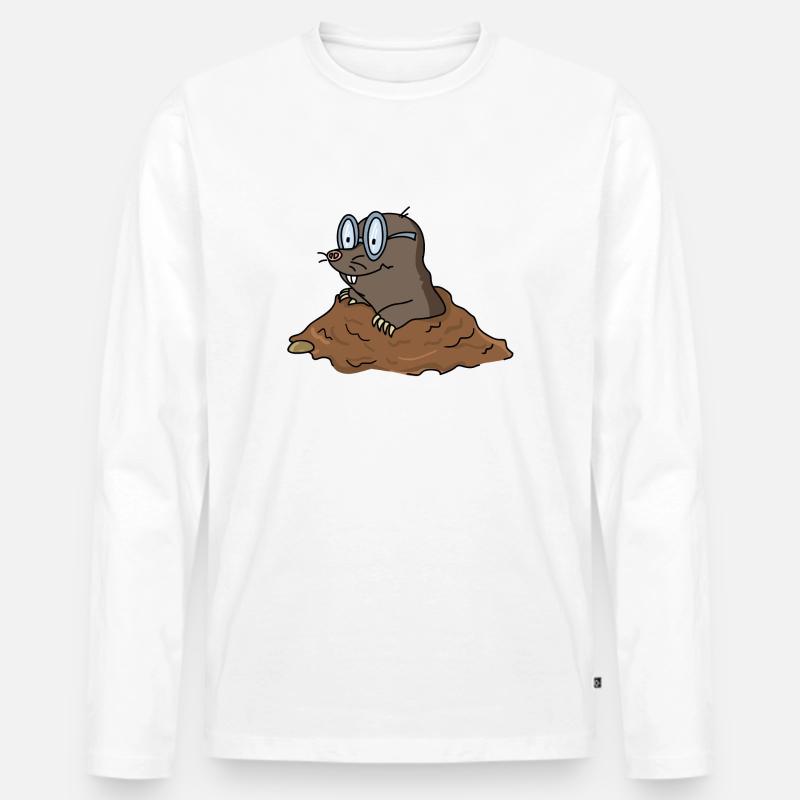 Cute Funny Cool Mole - Men's Premium Organic Long Sleeve Shirt - white