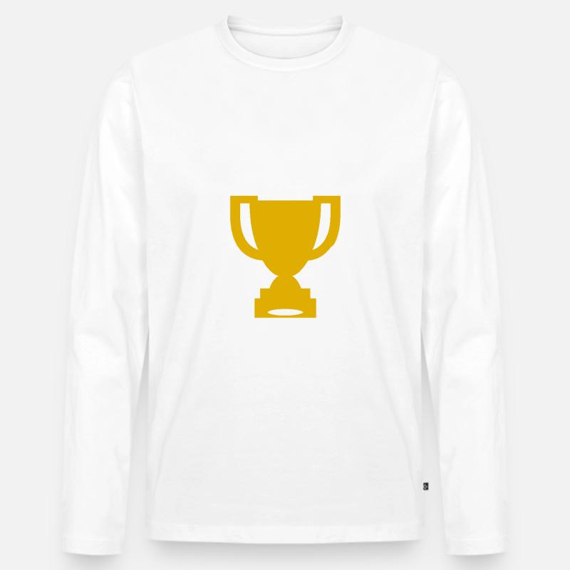Winner Trophy - Männer Premium Bio Langarmshirt - Weiß