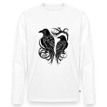 Odins Raben Hugin und Munin Tribal Tattoo Wikinger - Männer Premium Bio Langarmshirt - Weiß - Vorne - Nico (187cm)