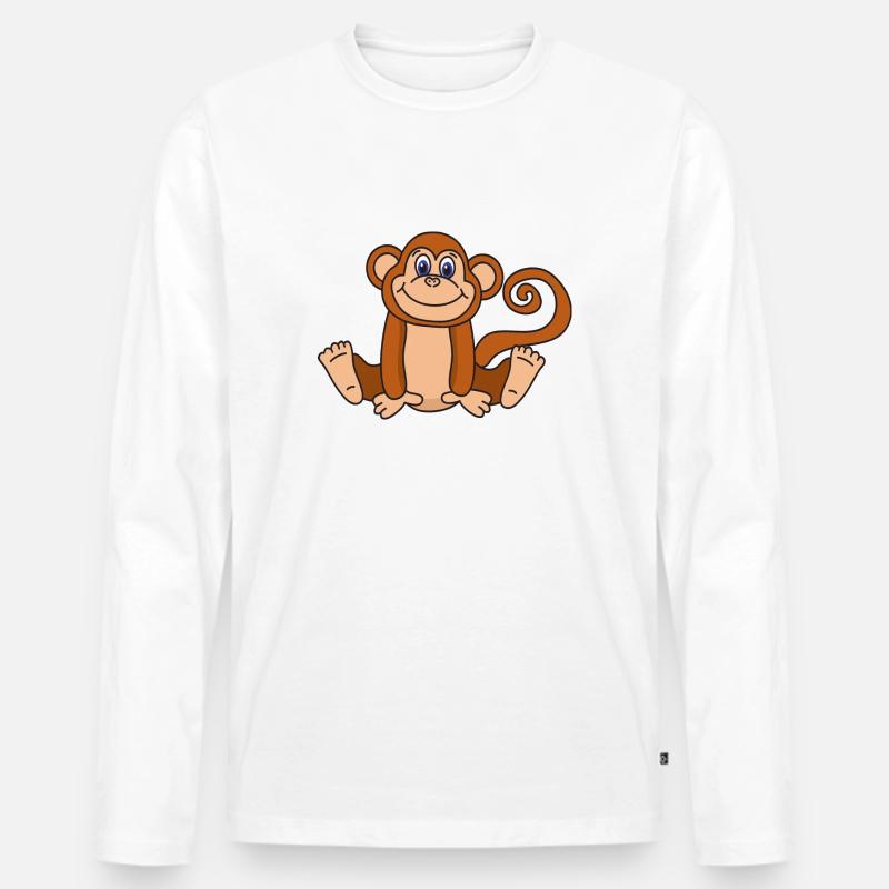 Lustiger Niedlicher Cooler Affe - Männer Premium Bio Langarmshirt - Weiß
