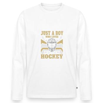 Hockey sur glace Hockey - Juste un garçon qui aime le hockey - T-shirt manches longues Premium bio Homme - blanc - Devant - Nico (187cm)