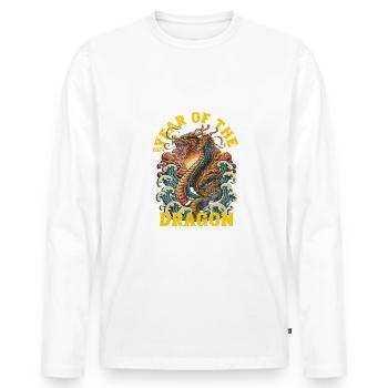 Année du Dragon 2024 - Astrologie Chinoise - T-shirt manches longues Premium bio Homme - blanc - Devant - Nico (187cm)