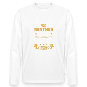 Rentner 2023 Ich habe Fertig Ruhestand Rente - Männer Premium Bio Langarmshirt - Weiß - Vorne - Nico (187cm)