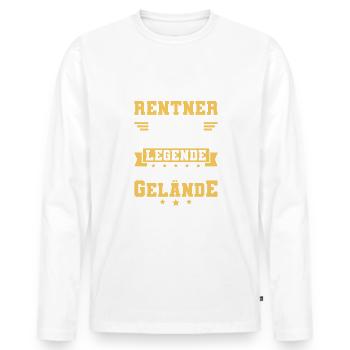 Rentner 2023 Ruhestand Pension Rente - Männer Premium Bio Langarmshirt - Weiß - Vorne - Nico (187cm)