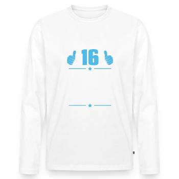 16er Eltern Sohn 16. Geburtstag Geschenkidee - Männer Premium Bio Langarmshirt - Weiß - Vorne - Nico (187cm)
