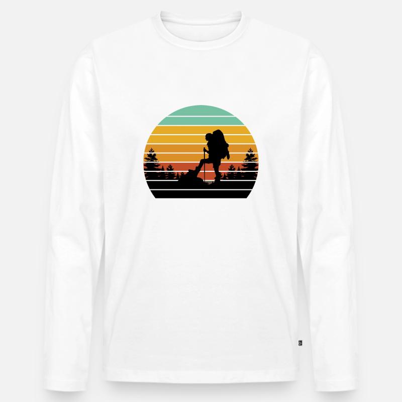 Sunset Wandern Design - Männer Premium Bio Langarmshirt - undefined