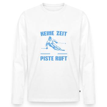 Wintersport Skipiste Skifahren Wintersportler - Männer Premium Bio Langarmshirt - Weiß - Vorne - Nico (187cm)