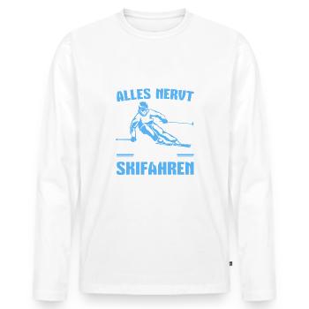 Skifahren Skipiste Wintersportler Skifahrer - Männer Premium Bio Langarmshirt - Weiß - Vorne - Nico (187cm)