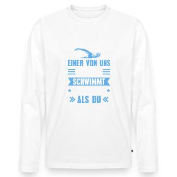 Schwimmen Schwimmbad Freischwimmer - Männer Premium Bio Langarmshirt - Weiß - Vorne - Nico (187cm)