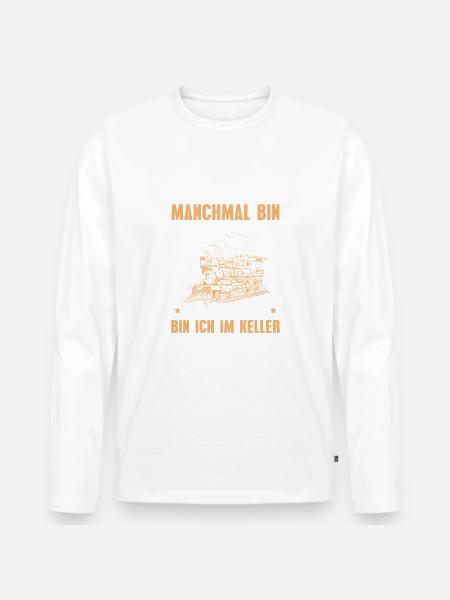 Modelleisenbahn Spruch Dampflock Modellbauer - Männer Premium Bio Langarmshirt - Weiß