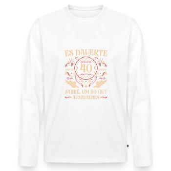 40 Jahre alt 40er 40. Geburtstag Geschenkidee - Männer Premium Bio Langarmshirt - Weiß - Vorne - Nico (187cm)