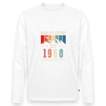 55er Geboren 1968 Jahrgang Vintage 55 Geburtstag - Männer Premium Bio Langarmshirt - Weiß - Vorne - Nico (187cm)