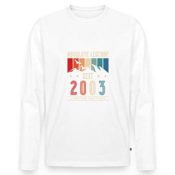 20er Geboren 2003 Jahrgang Vintage 20 Geburtstag - Männer Premium Bio Langarmshirt - Weiß - Vorne - Nico (187cm)