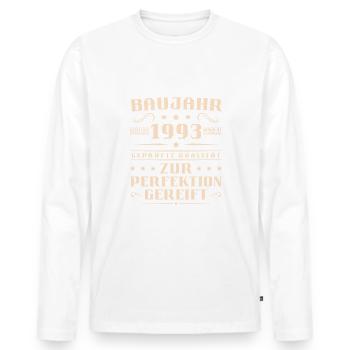 Baujahr 1993 geboren Vintage Geburtstag Geschenk - Männer Premium Bio Langarmshirt - Weiß - Vorne - Nico (187cm)