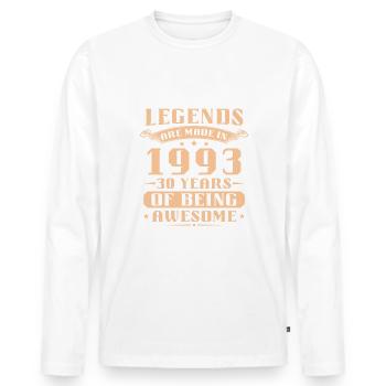 Geboren 1993 Baujahr Vintage 30. Geburtstag - Männer Premium Bio Langarmshirt - Weiß - Vorne - Nico (187cm)