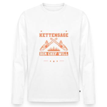 Holzfäller Spruch Waldarbeiter Forstwirt - Männer Premium Bio Langarmshirt - Weiß - Vorne - Nico (187cm)