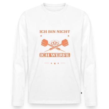 Dartspieler Ich bin nicht sauer Dart - Männer Premium Bio Langarmshirt - Weiß - Vorne - Nico (187cm)